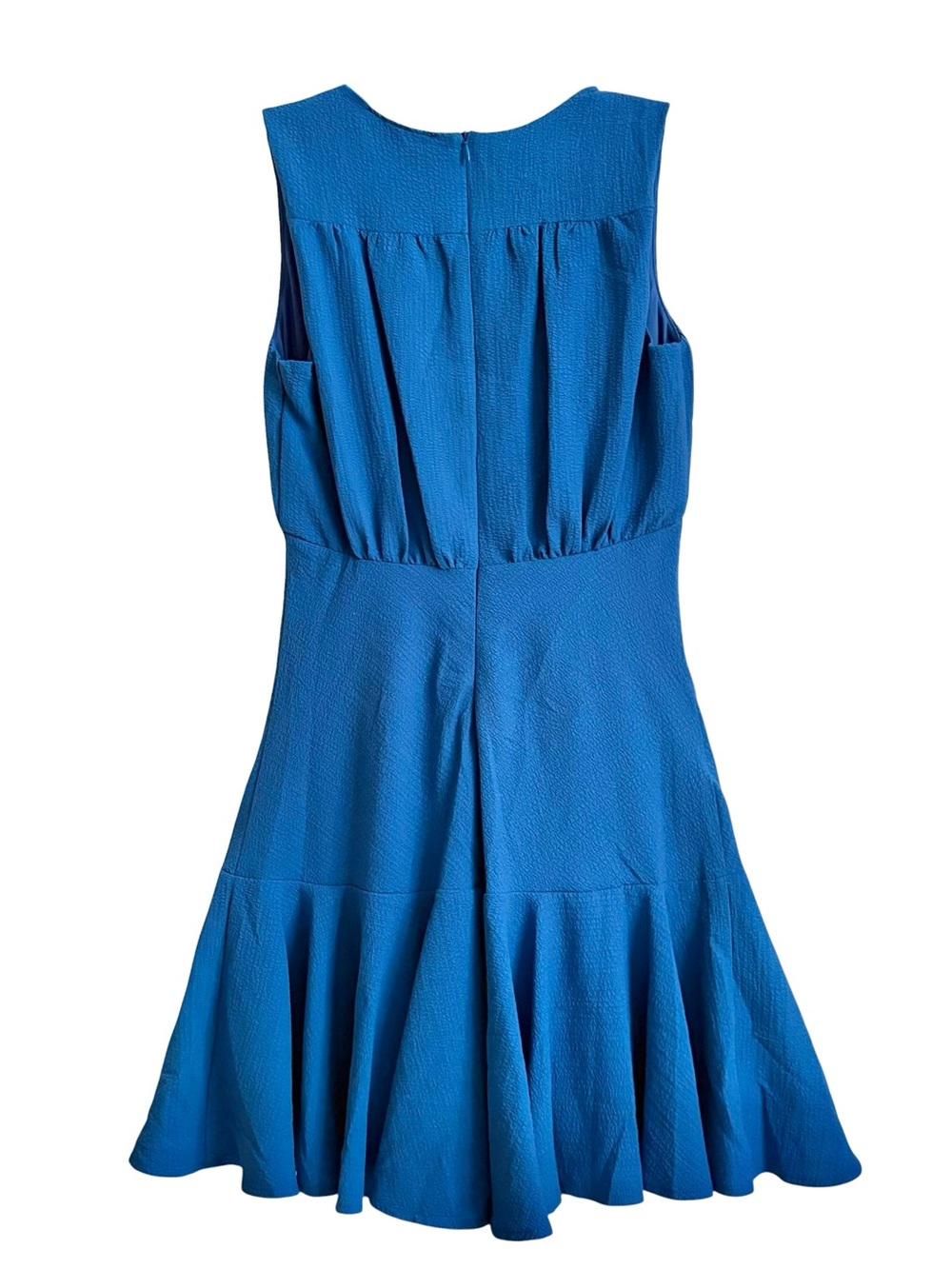 Zarr Collection Blue V-Neck Drop Waist Ruffle Hem Mini Dress Womens 8 Lined EUC - Picture 7 of 12